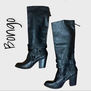 Bongo black heeled knee high boots